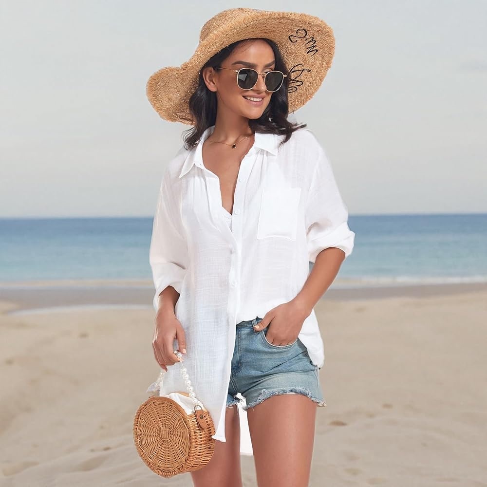 White Button-Up Shirt Lightweight Summer Beach Vacation Size XS/S NWOT